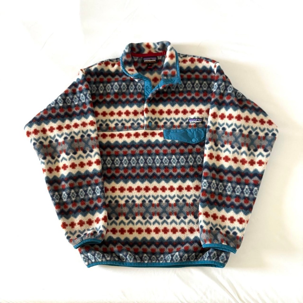 Patagonia Synchilla Snap T Men Small Multi Geometric Fair Isle Aztec Fleece